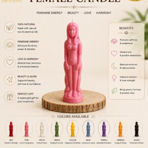 Jagat Dwar Female Candle – Handmade Natural Wax Feminine Energy Decorative Candle for Beauty, Love & Harmony