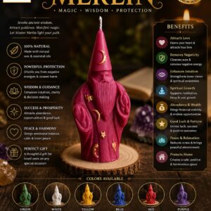 Jagat Dwar Master Merlin Candle – Handmade Natural Wax Wizard Candle for Magic, Wisdom & Protection